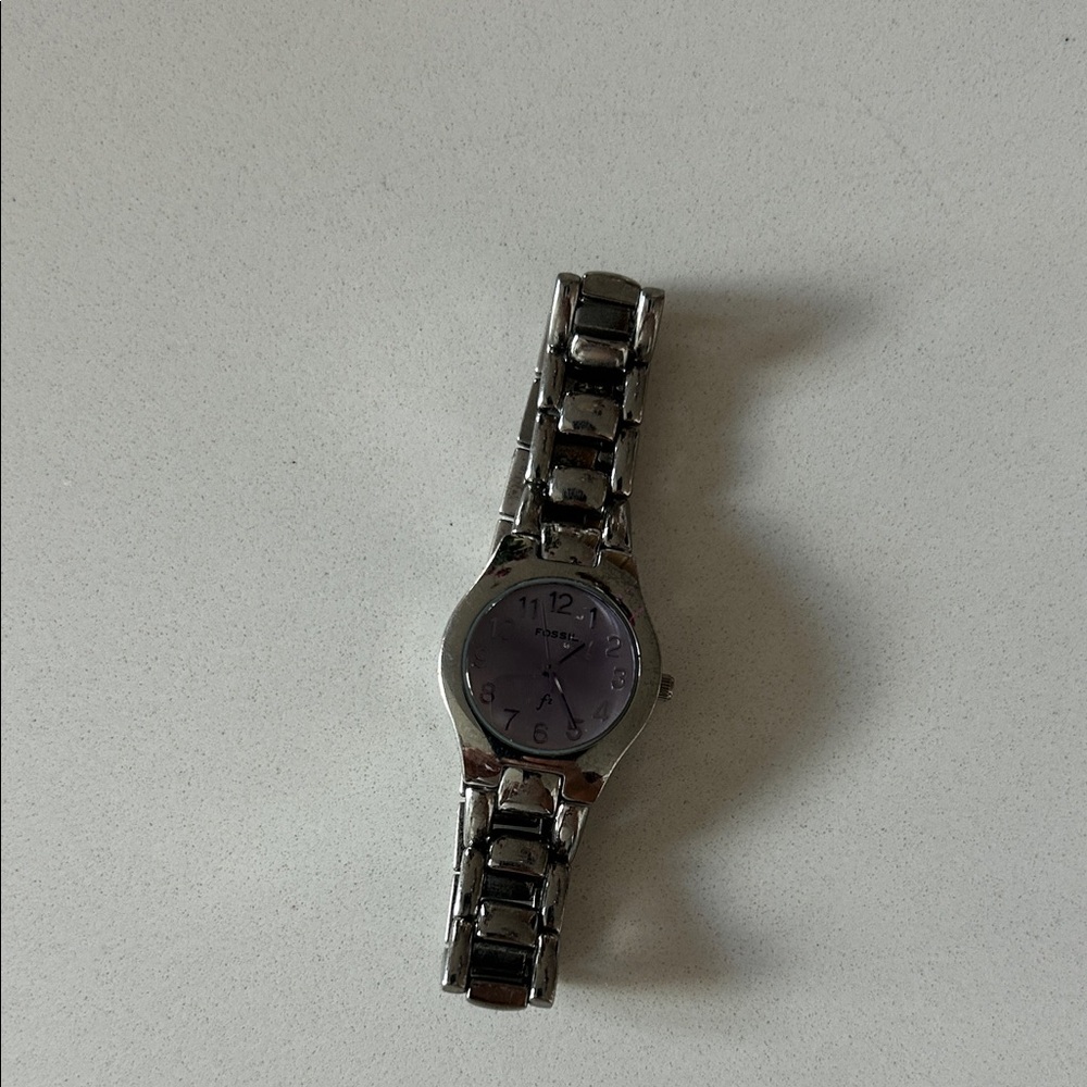 Fossil Silver and Purple Analog Watch